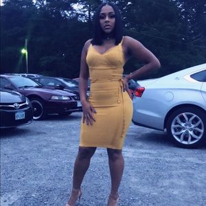Golden yellow bandage dress